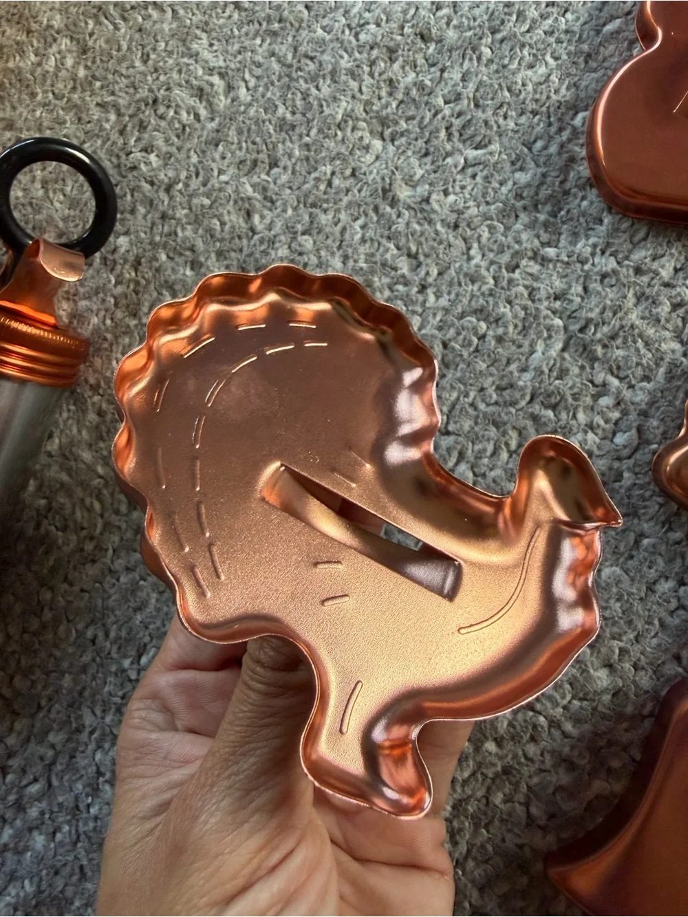 Vintage Copper Cookie Cutters Set with Yellow Case